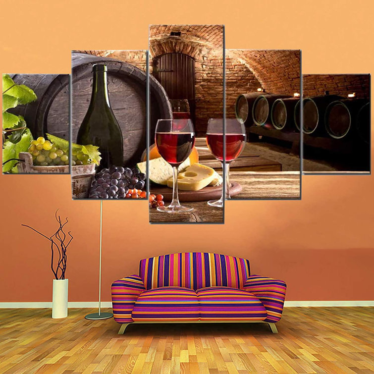 Latitude Run® Wine Wall Decor For Dining Room Kitchen Grapes Wall
